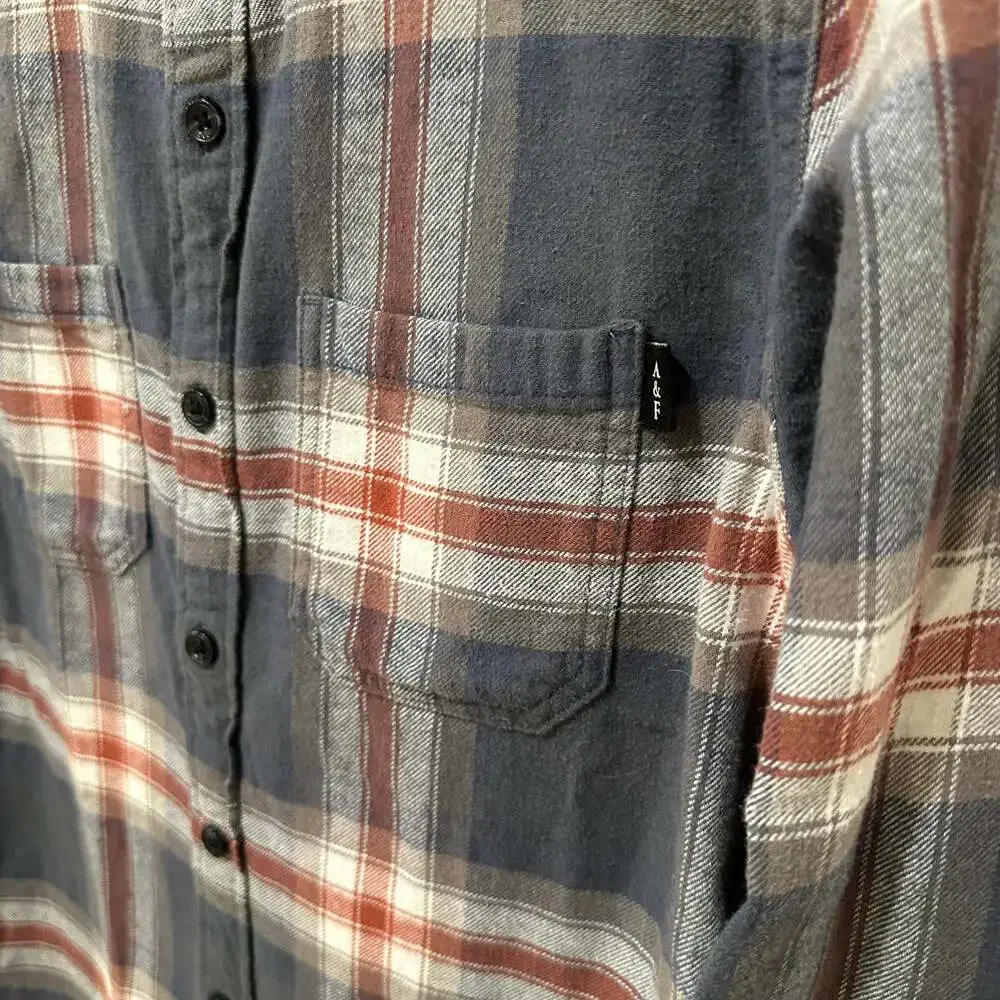 Abercrombie Kids Boys’ Blue, Grey, Red & White Flannel Button Up Shirt 13/14 - Picture 3 of 6